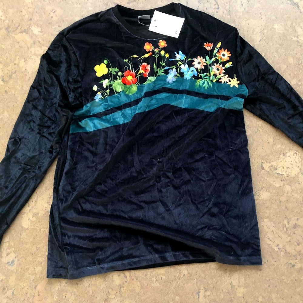 90s Floral Velour Sweater